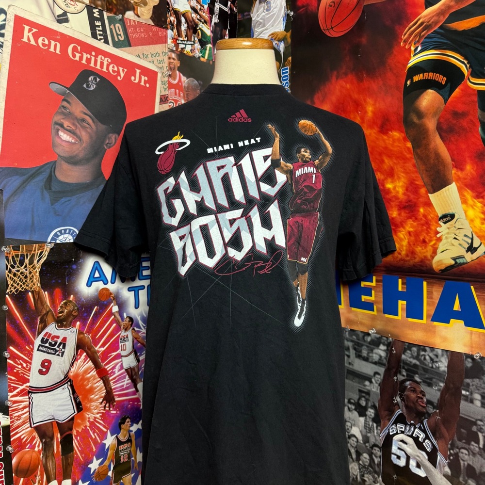Miami Heat Chris Bosh Adidas NBA Basketball‎ T Shirt Men Size Large